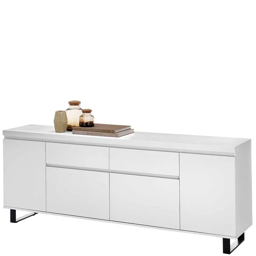 Sideboard in Weiß mit Schwarz - Atela