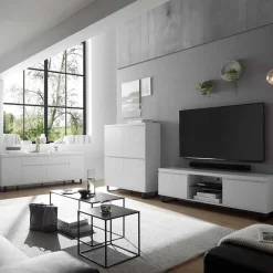 Sideboard in Weiß mit Schwarz - Atela