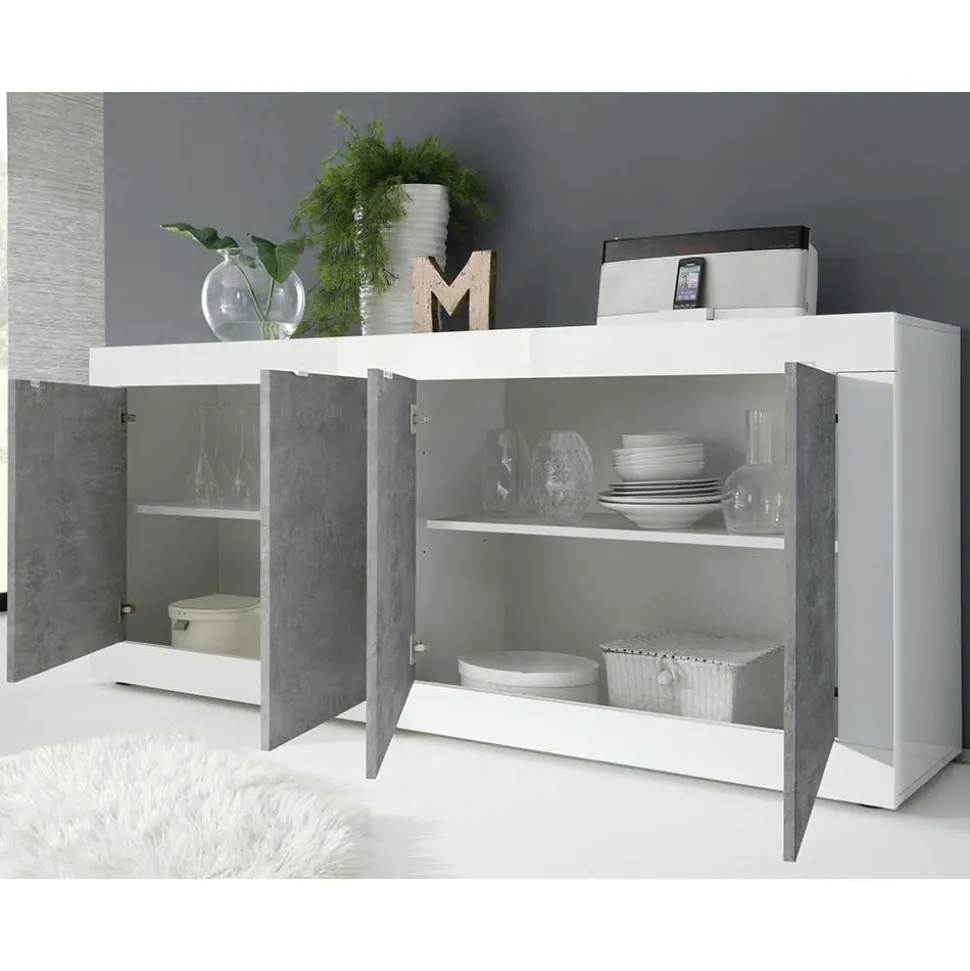 Sideboard mit 4 Türen in Beton Optik - Narandu