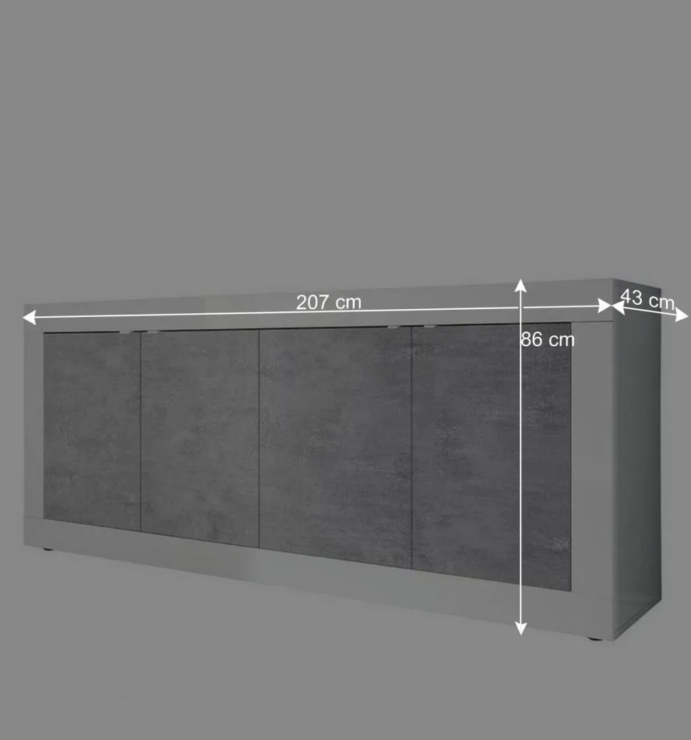 Sideboard mit 4 Türen in Beton Optik - Narandu