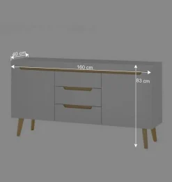 Sideboard mit drei Schubladen und zwei Türen - Ginko