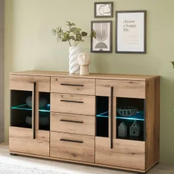 Sideboard Vitrine in Eiche Dekor - Brocus