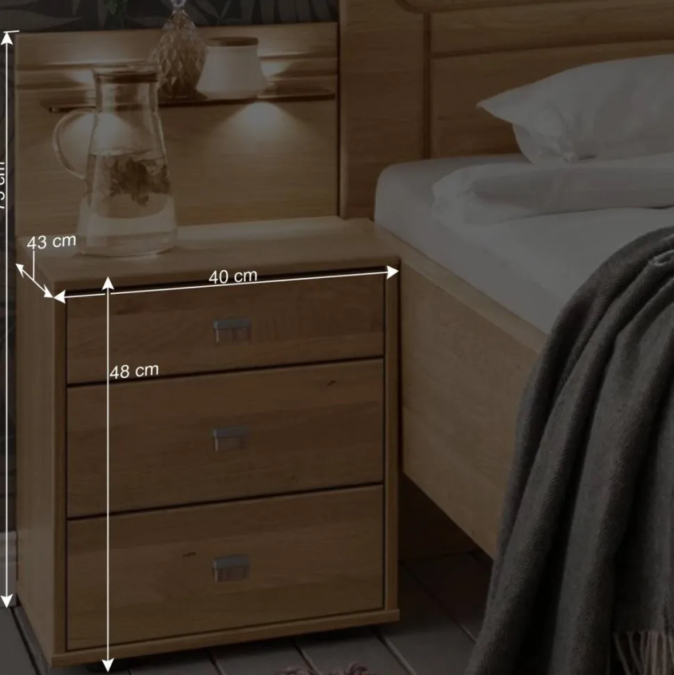 Singlebett & Nachtkommode Kombi Set - Emdsiva (zweiteilig)