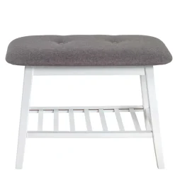 Sitzbank aus Bambus in Weiß mit Polster - Bilbaos