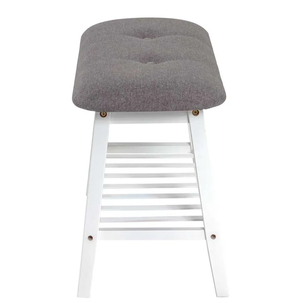 Sitzbank aus Bambus in Weiß mit Polster - Bilbaos