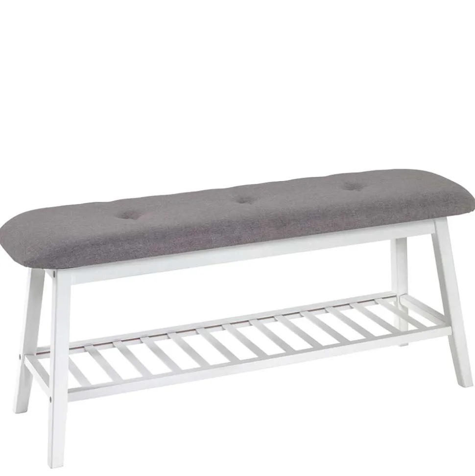 Sitzbank aus Bambus in Weiß mit Polster - Bilbaos