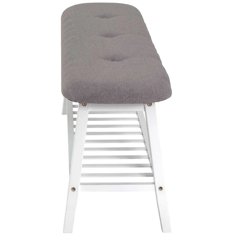 Sitzbank aus Bambus in Weiß mit Polster - Bilbaos