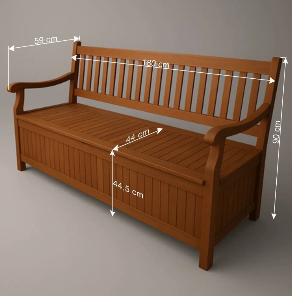 3-Sitzer Garten Bank mit Truhe - Durai