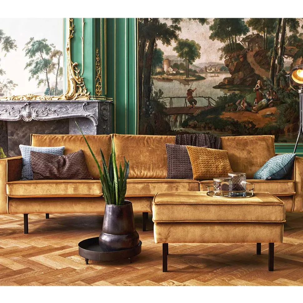 3-Sitzer Samtcouch in Honig Gelb - Saguan