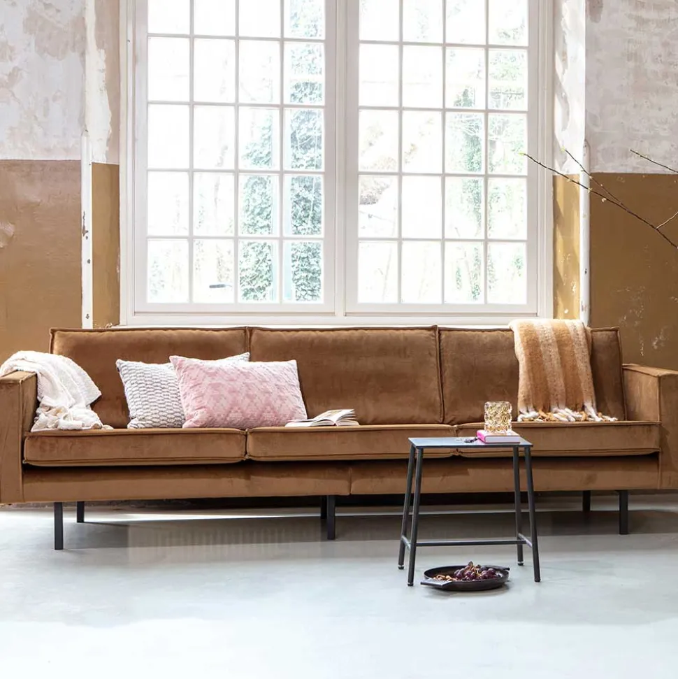 3-Sitzer Samtcouch in Honig Gelb - Saguan