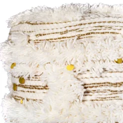 Sitzhocker in Creme mit Khaki - Clarina