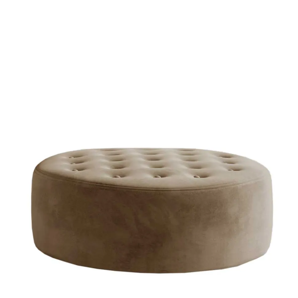 Sitzhocker in Hellbraun Samtbezug - Monzana