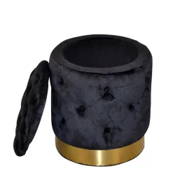 Sitzhocker Truhe in Schwarz Samt - Natalia