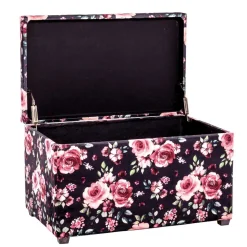 Sitztruhe mit Rosen Motiv Samtstoff - Greeks