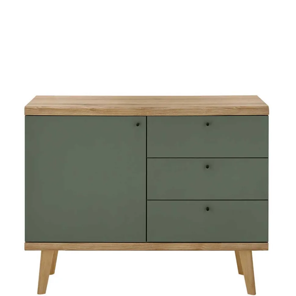 Skandi Anbauwand-Möbel in Graugrün - Oliva (vierteilig)