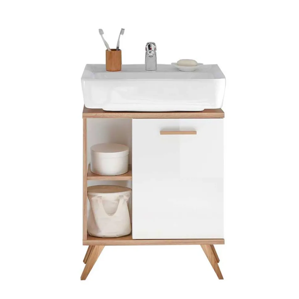 Skandi Badmöbel Set in Weiß - Timur (dreiteilig)