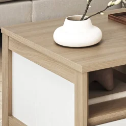 Skandi Couchtisch in Weiß und Eiche Dekor - Ovidio
