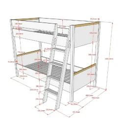 Skandi Etagenbett mit Schrägleiter - Lencon