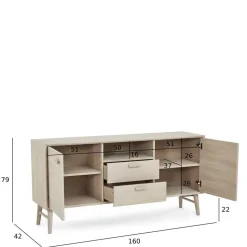 Skandi Kombi-Kommode in Eiche Weiß - Lametla