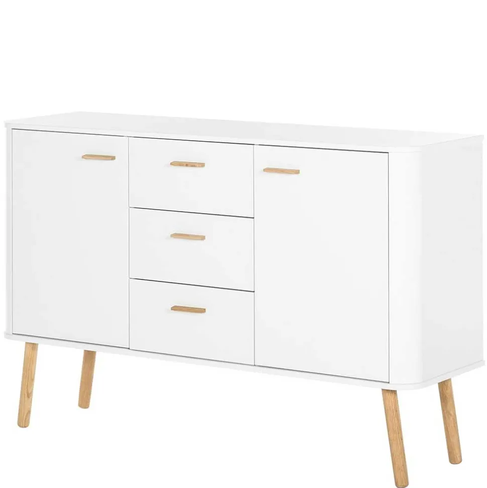 Skandi Kommode in Weiß mit Eiche - Gazona