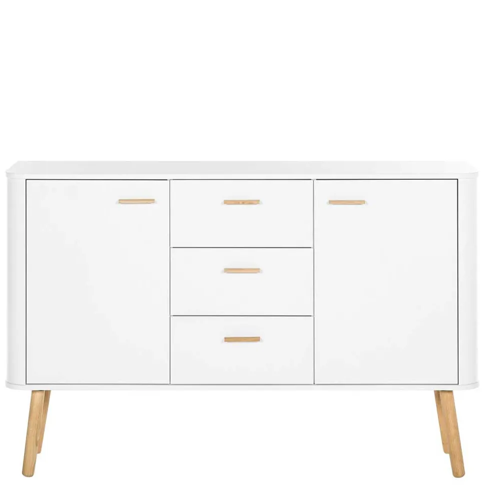 Skandi Kommode in Weiß mit Eiche - Gazona