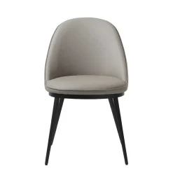 Skandi Kunstlederstuhl in Taupe & Schwarz - Johns