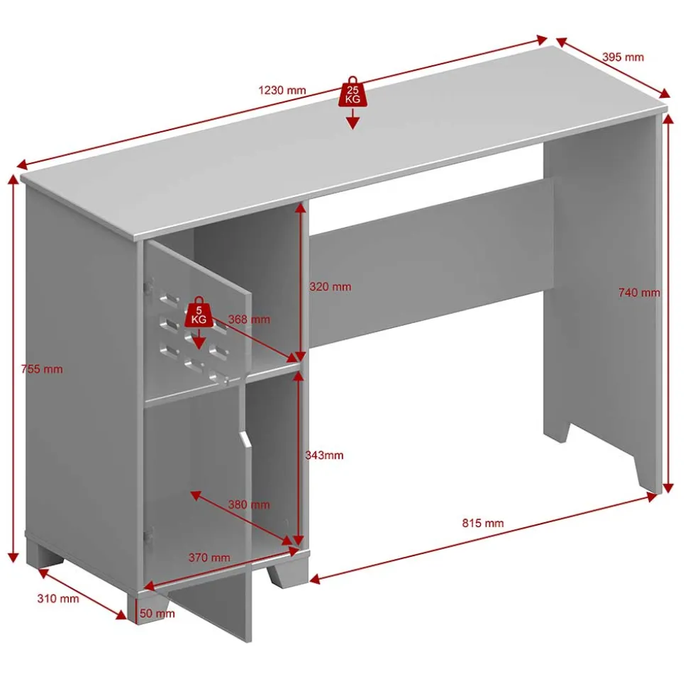 Skandi Schreibtisch in Grau 123x40 cm - Niento
