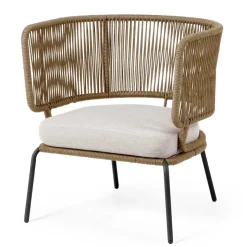 Skandi Sessel aus Geflecht Kordel in Beige - Suvacol (2er Set)