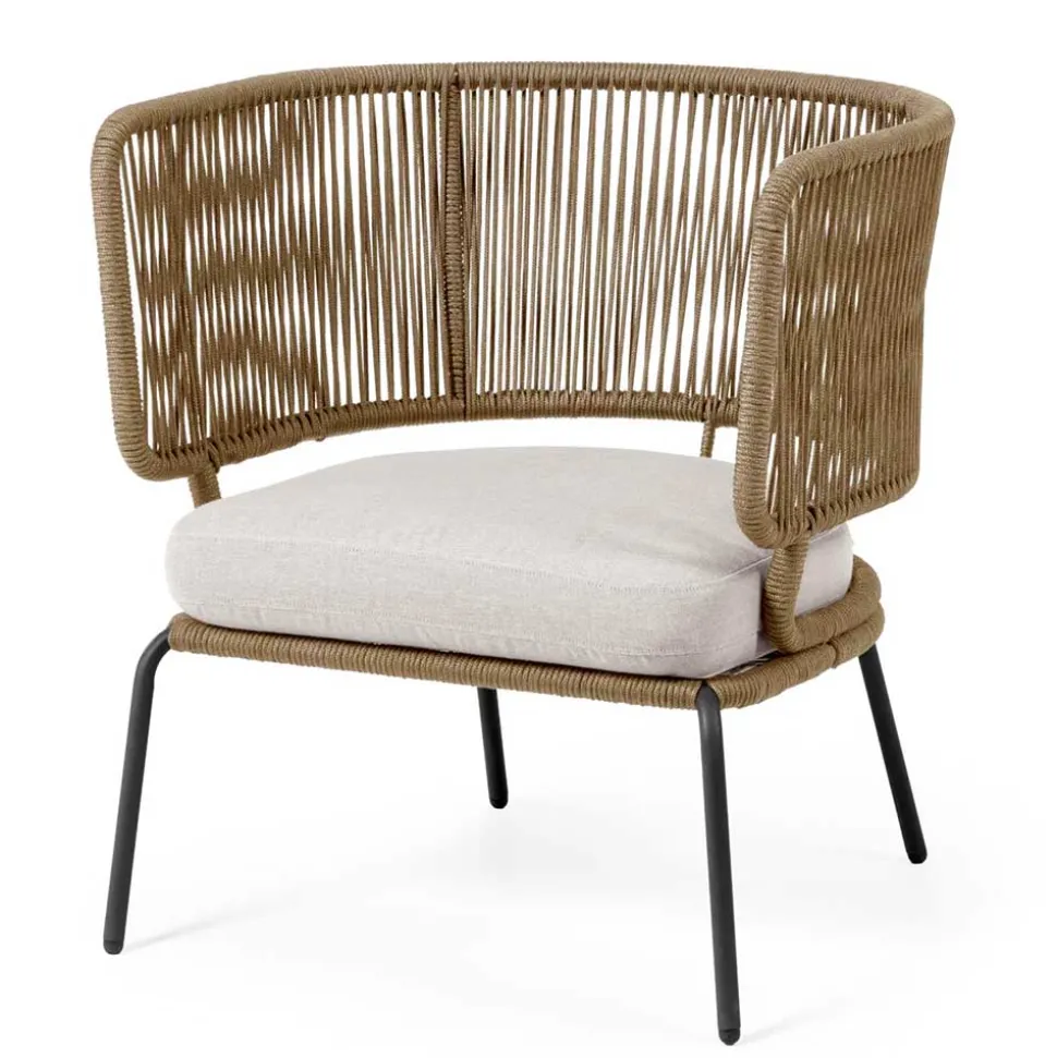 Skandi Sessel aus Geflecht Kordel in Beige - Suvacol (2er Set)