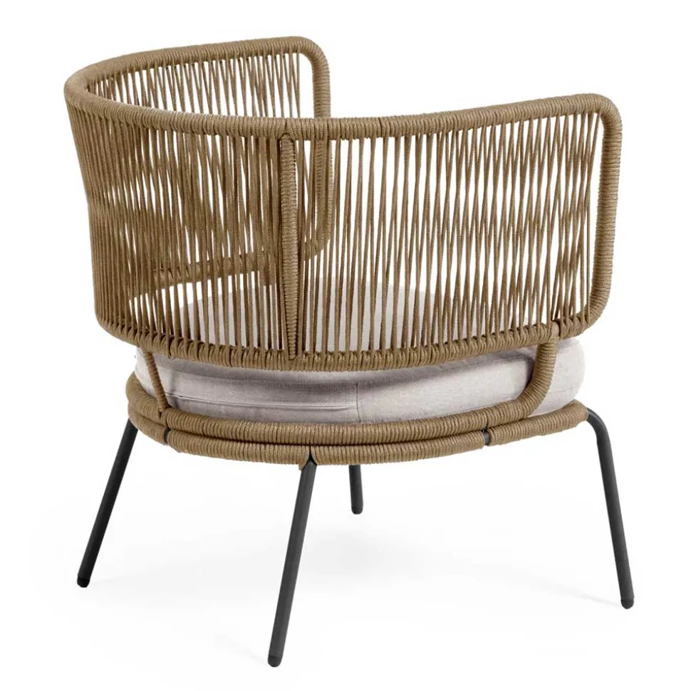 Skandi Sessel aus Geflecht Kordel in Beige - Suvacol (2er Set)