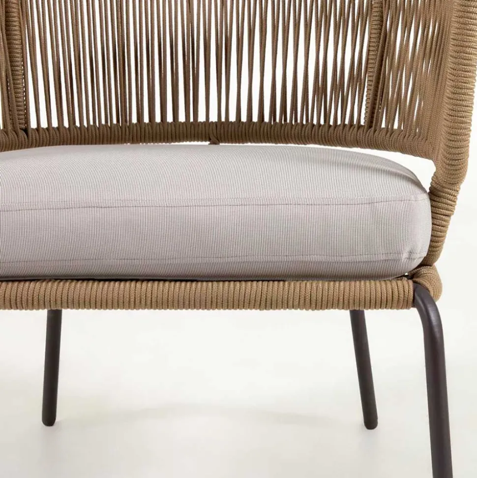 Skandi Sessel aus Geflecht Kordel in Beige - Suvacol (2er Set)