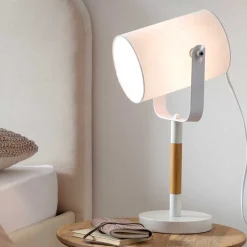 Skandi Tischlampe in Weiß mit Natur - Nantou