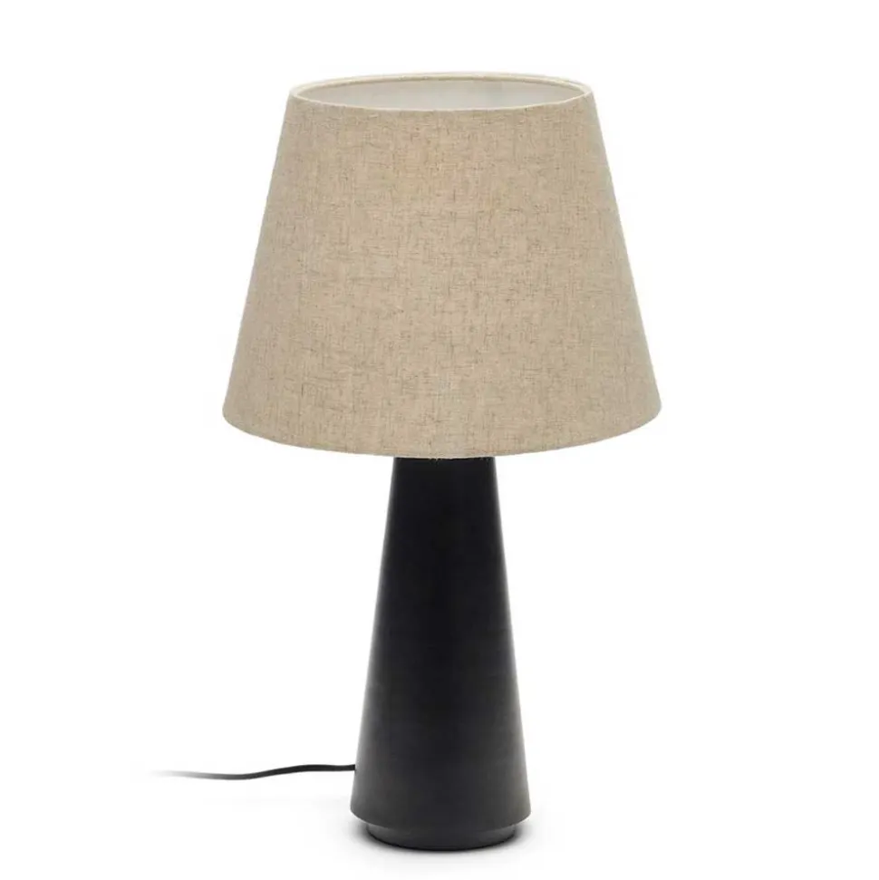 Skandi Tischleuchte in Beige Stoff - Siorodo