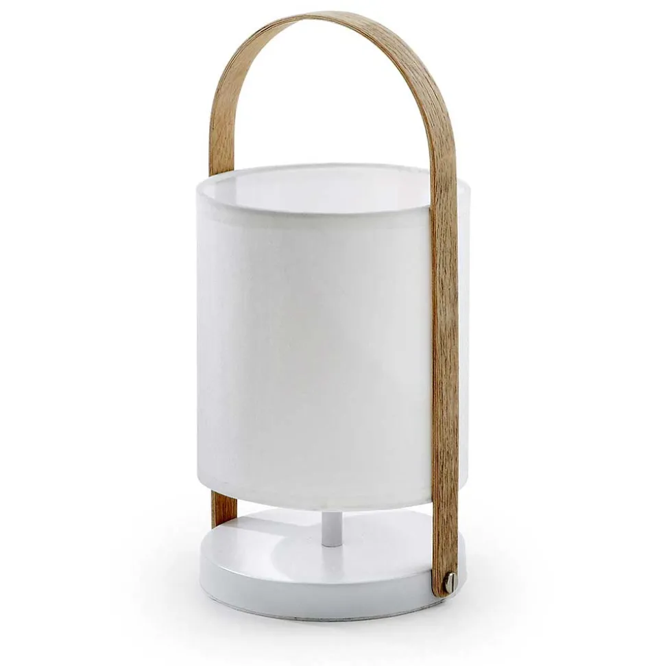 Skandi Tischleuchte in Weiß & Buche - Rina