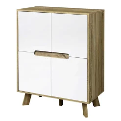 Skandi Türen-Kommode in Weiß & Sonoma-Eiche - Mesues