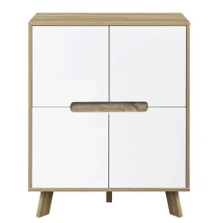 Skandi Türen-Kommode in Weiß & Sonoma-Eiche - Mesues