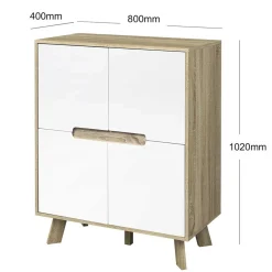 Skandi Türen-Kommode in Weiß & Sonoma-Eiche - Mesues