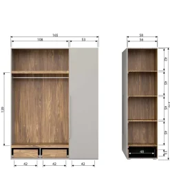 Skandi 3-türiger Schlafzimmerschrank in Grau - Rochella