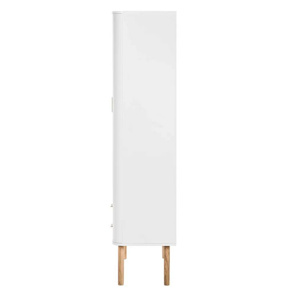 Skandi Vitrine in Weiß und Eiche Natur - Yarisis