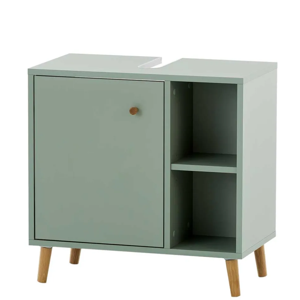 Skandi Waschbeckenunterschrank in Graugrün - Vereny