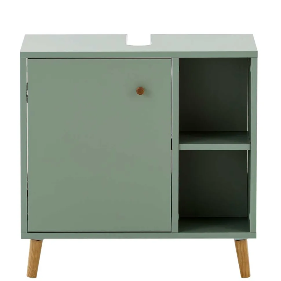 Skandi Waschbeckenunterschrank in Graugrün - Vereny