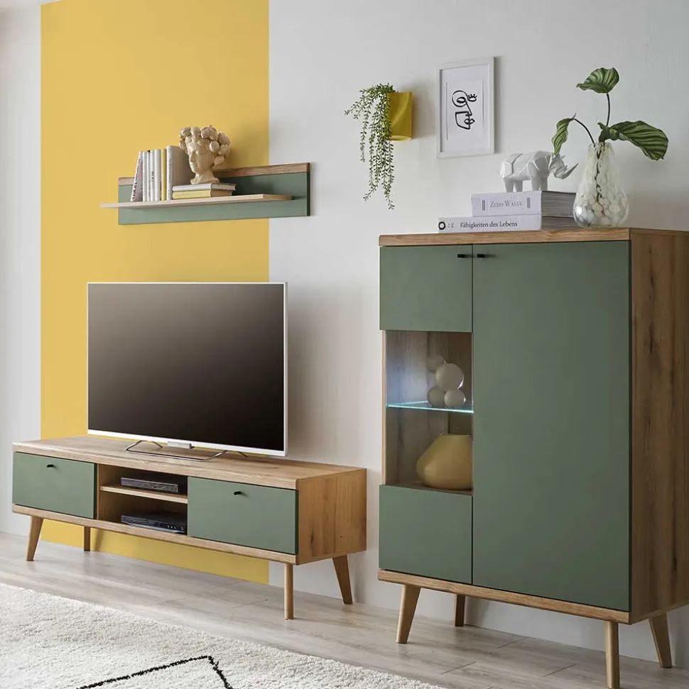 Skandi Wohnzimmer Schränke & Wandboard - Oliva (dreiteilig)