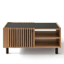 Skandi Wohnzimmertisch aus Wildeiche und Glas - Valouis