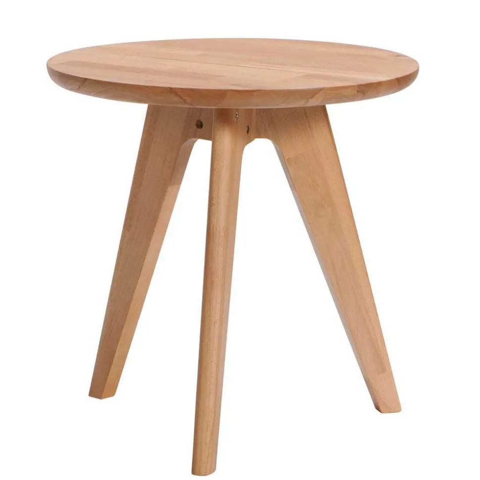 Skandinavisches Designbett in Beige mit Kernbuche - Agruma