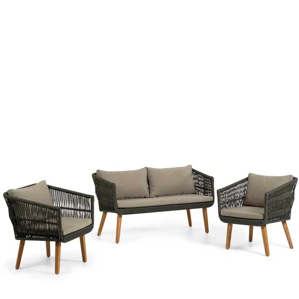 Sofa & Sessel aus Kordel-Geflecht - Lagoas (dreiteilig)