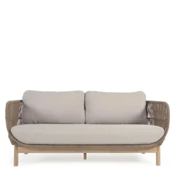 Sofa aus Kordel Geflecht & Holz mit Polster - Calivias