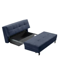 Sofa mit Bettfunktion in Blau Webstoff - Sulara