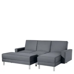 Sofaecke in Jeansblau mit Chrom - Rudolf (zweiteilig)