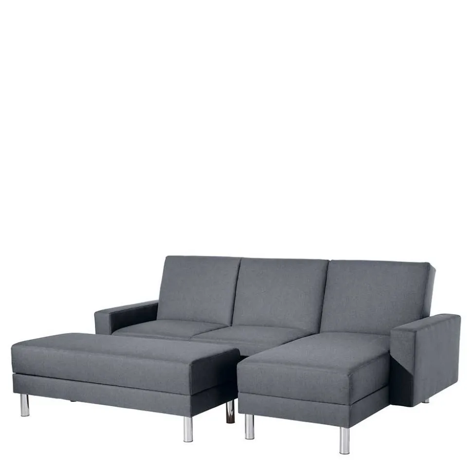 Sofaecke in Jeansblau mit Chrom - Rudolf (zweiteilig)