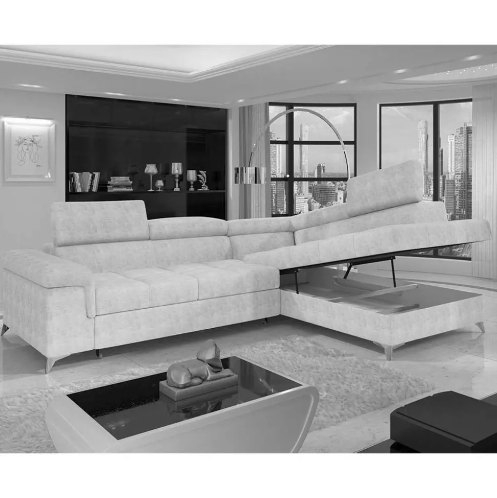 Sofaecke mit Schlaffunktion in Beige Webstoff - Rirua